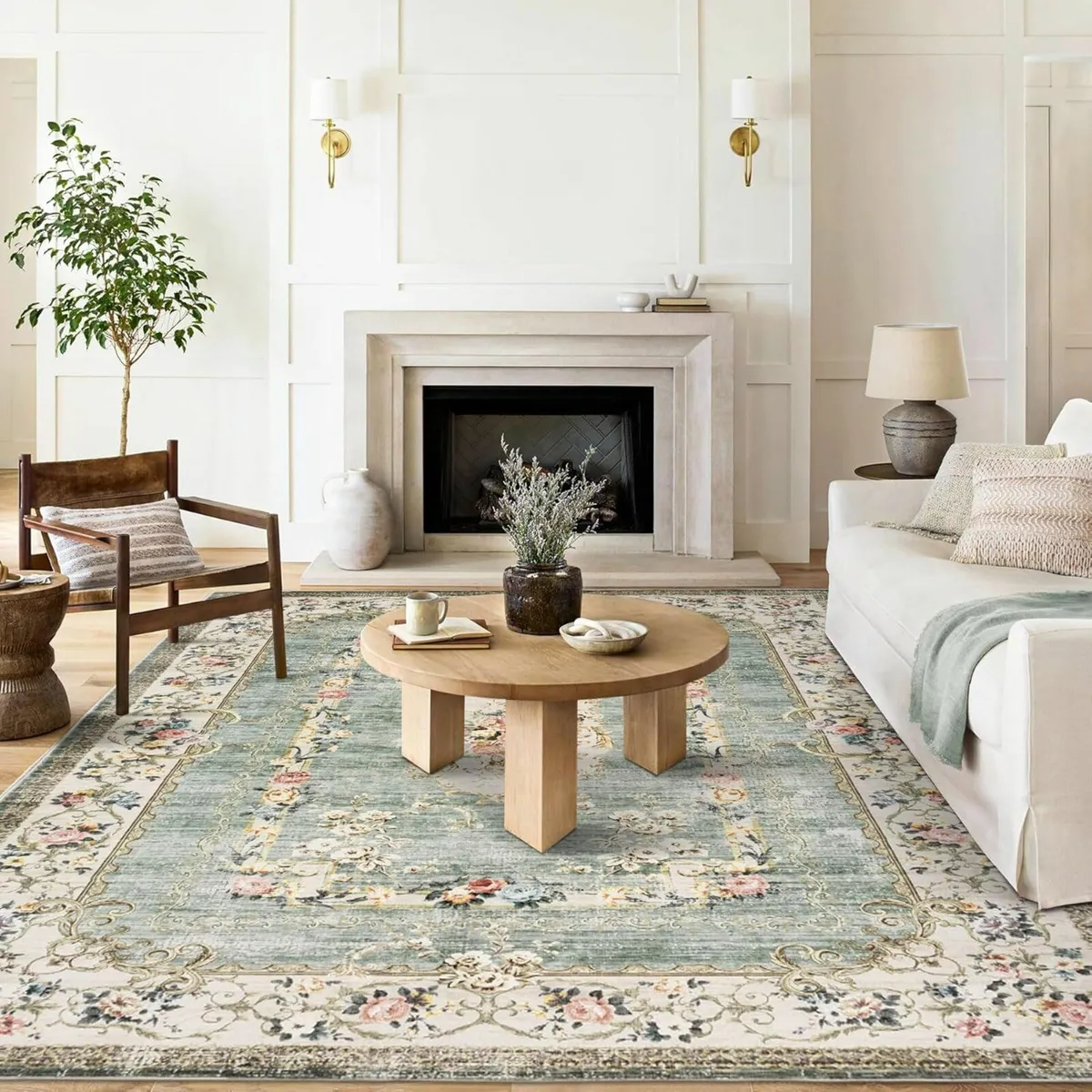 Greenish Washable Rug Living Room Large 190x280cm - Image 1