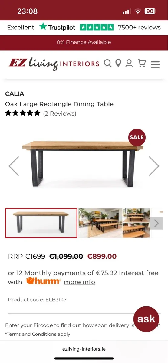 Oak Dinning Table 2meters - Image 3