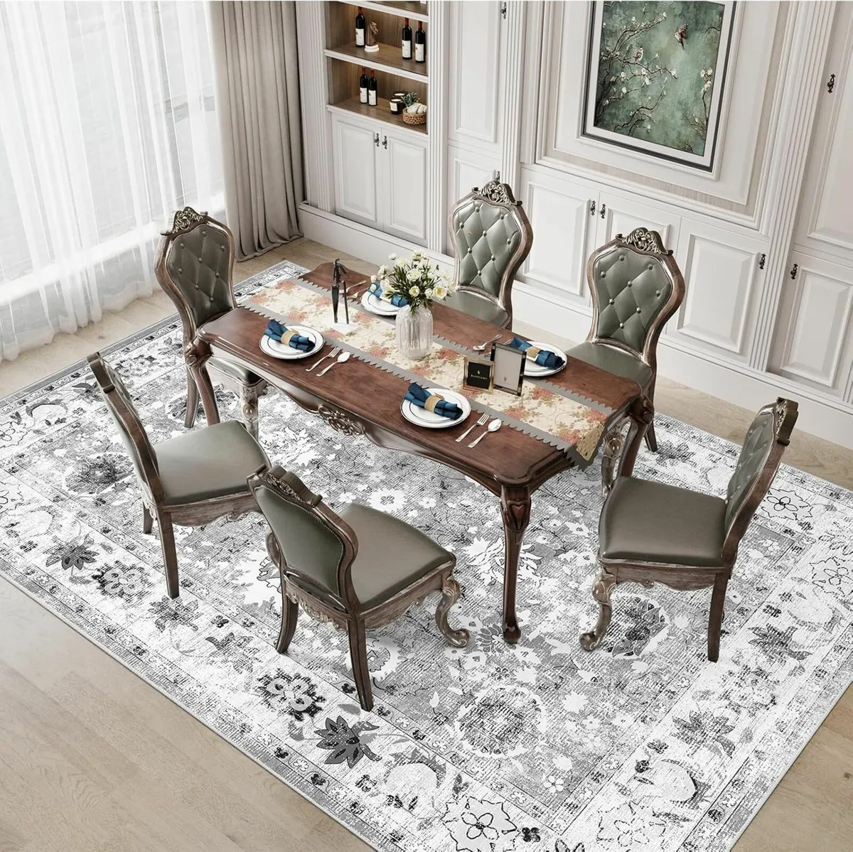 Grey Rugs Non-Slip Vintage Living Room 200x300cm - Image 3