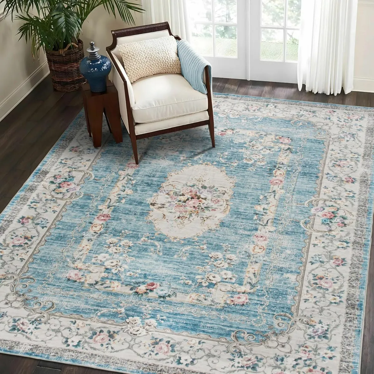 Vintage Rugs Living Room Blue Non Slip 160x230cm - Image 2