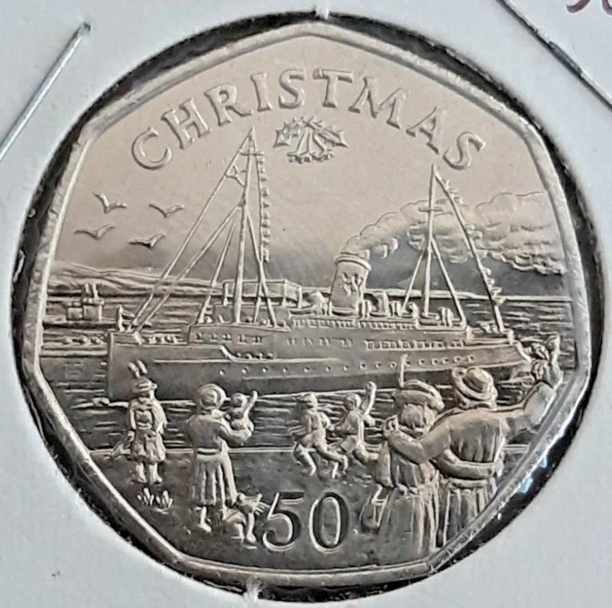 Rare, Christmas Isle of Man 50p. 1990, Free Post - Image 1
