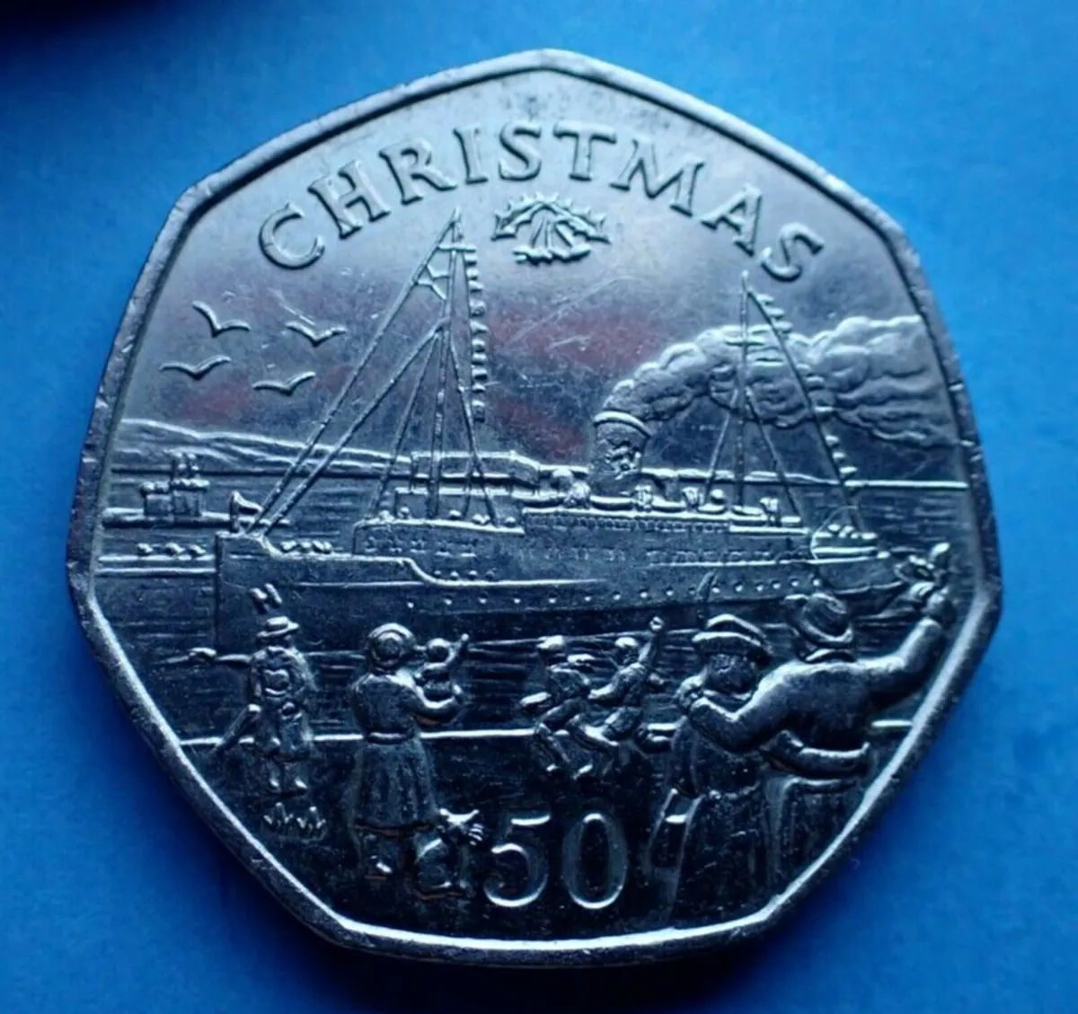 Rare, Christmas Isle of Man 50p. 1990, Free Post - Image 3