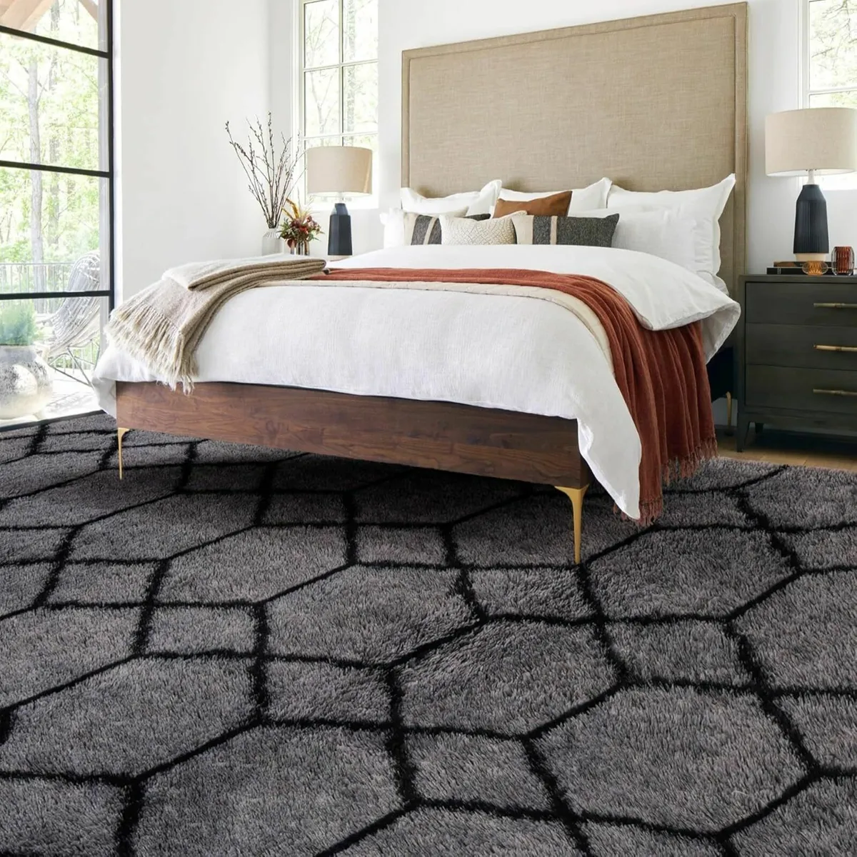 Geometric Large Rug soft Living Room 180x270 Grey - Image 3
