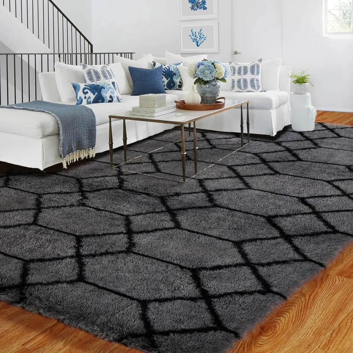 Geometric Rug Bedroom 120x180 Grey Black Baby Room - Image 3
