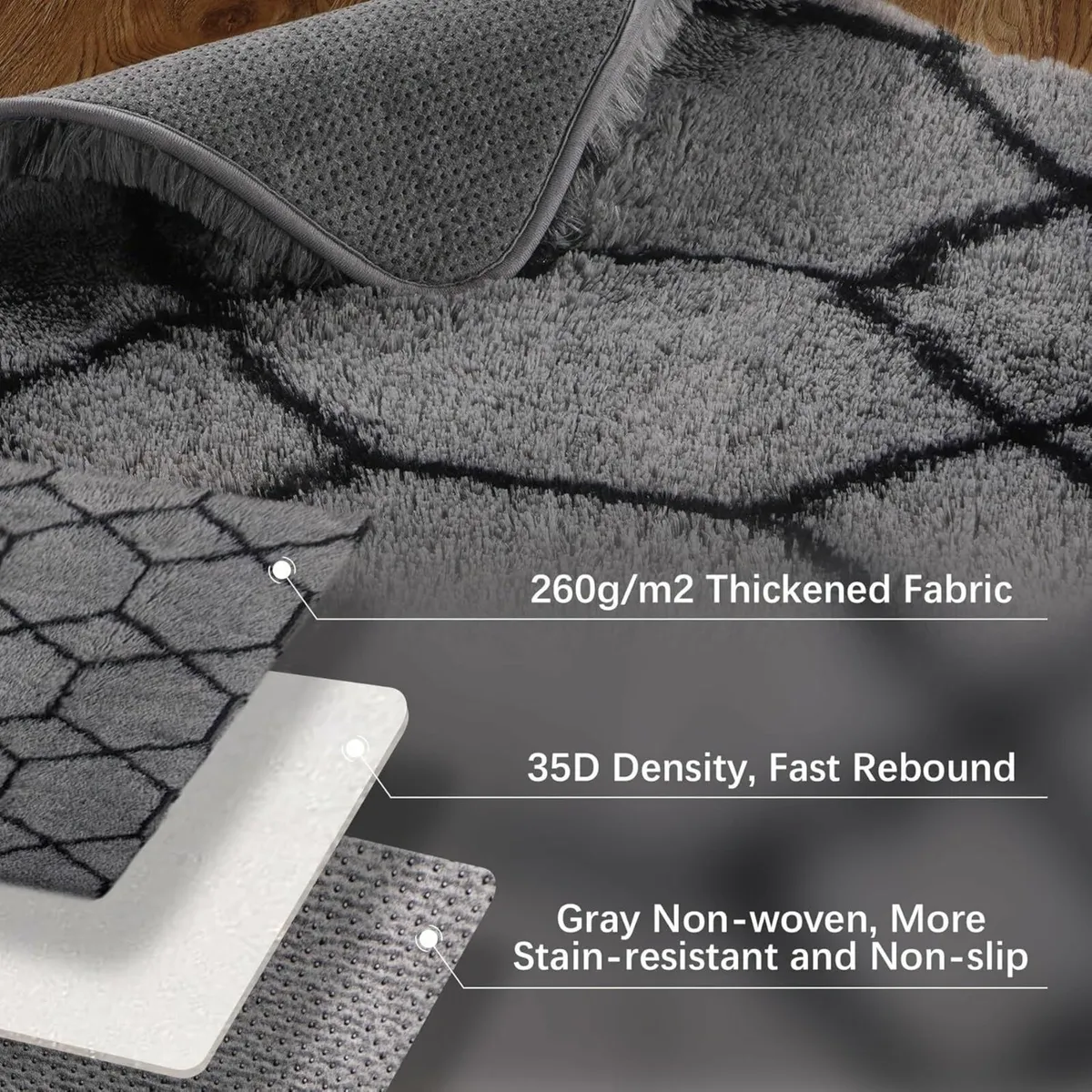 Geometric Rug Bedroom 120x180 Grey Black Baby Room - Image 4