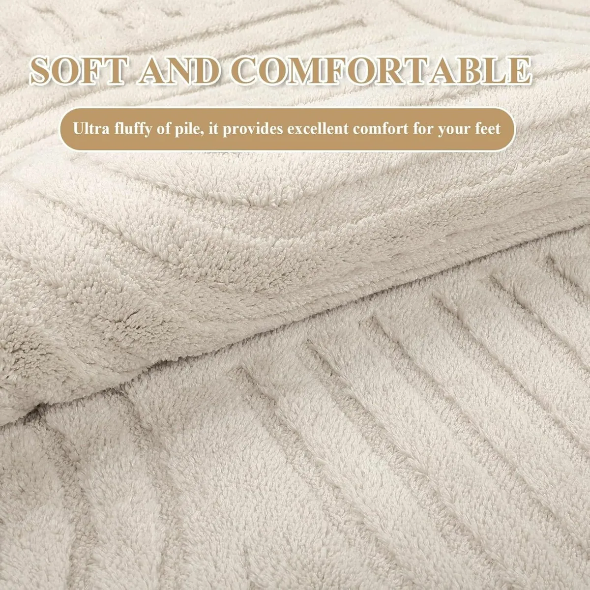 Large Rug Living Room 200x290cm Cream Fluffy cream - Image 3