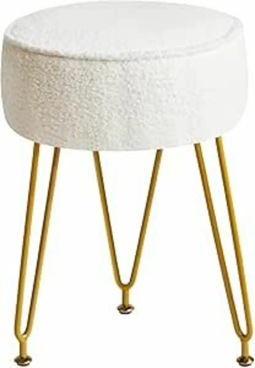 Velvet Round Footrest Ottoman Makeup Vanity Stool - Image 2