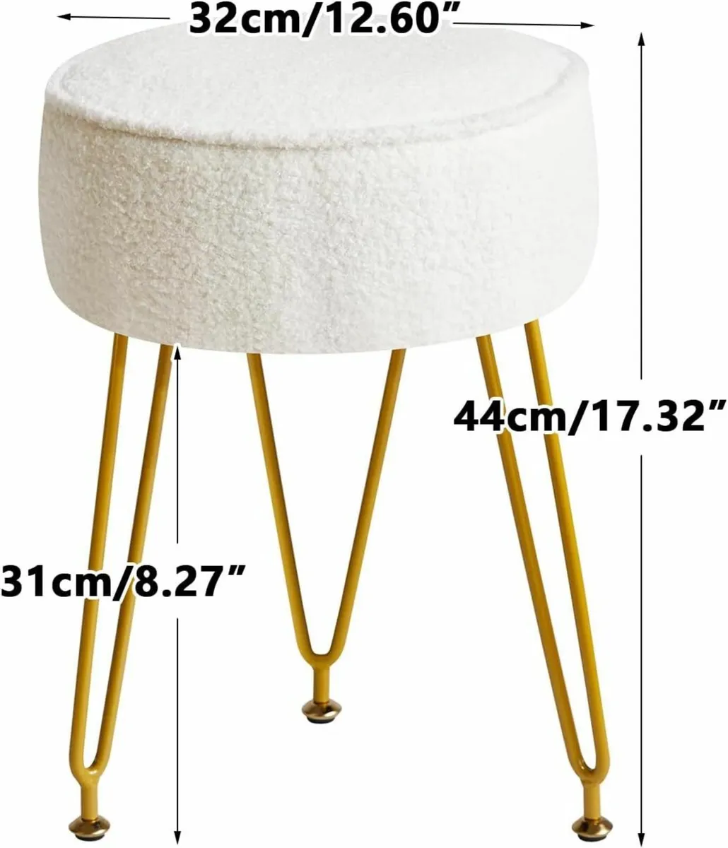 Velvet Round Footrest Ottoman Makeup Vanity Stool - Image 4