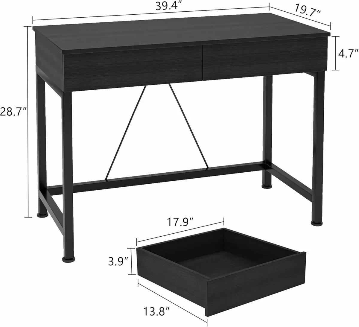 Computer Desk Dressing Table Vanity Desk 100x50cm - Image 3