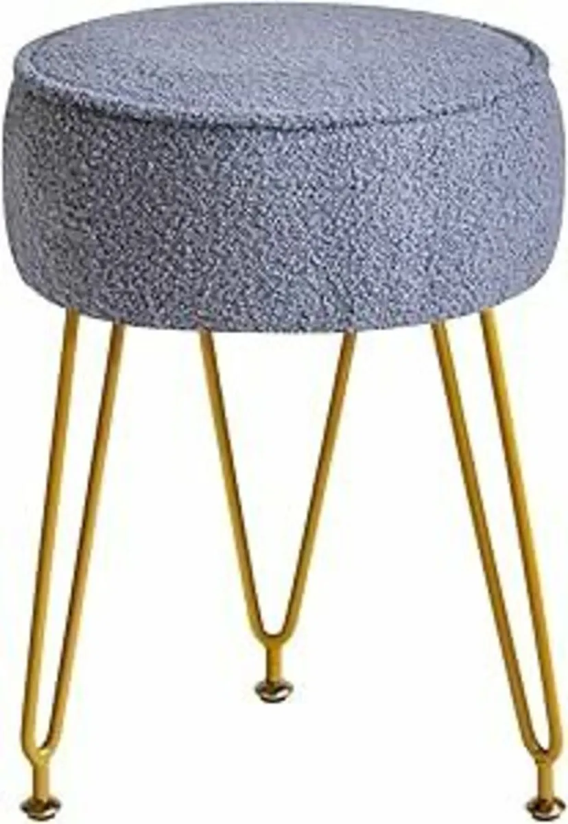Velvet Round Footrest Stool Ottoman Makeup Stool - Image 3