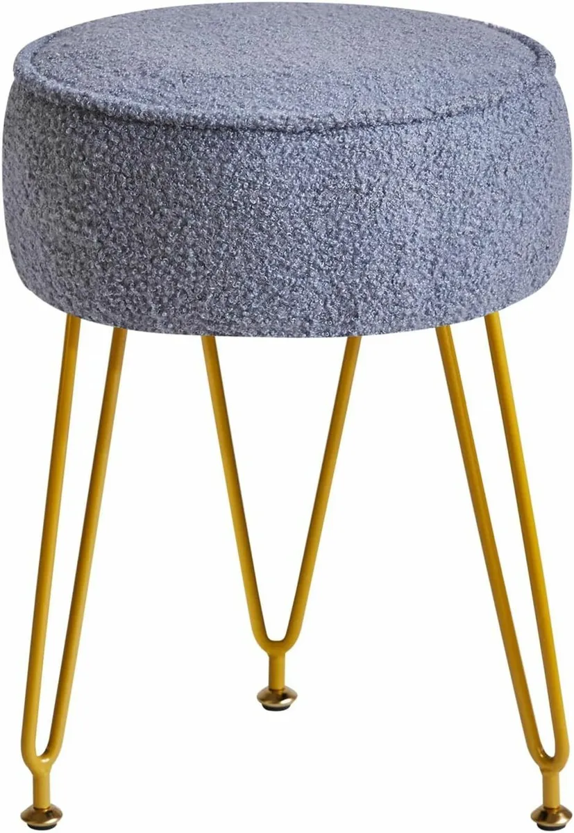 Velvet Round Footrest Stool Ottoman Makeup Stool - Image 4