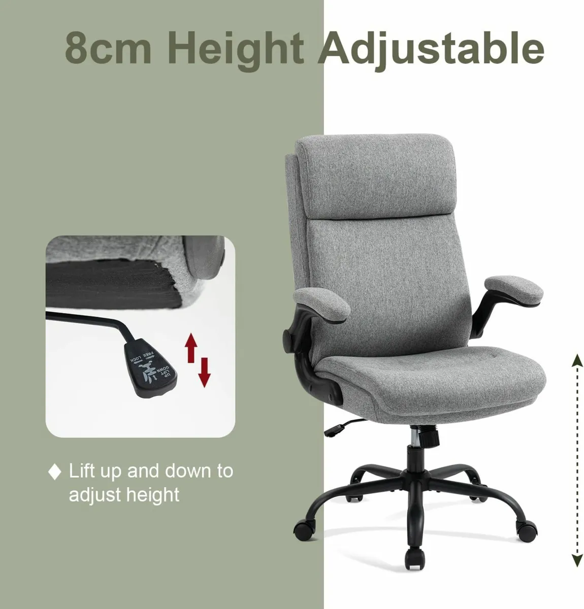 Ergonomic Office Chair grey Home Computer Desk - Image 3