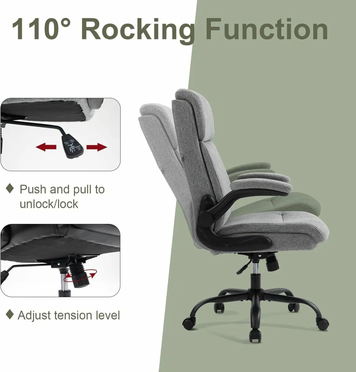 Ergonomic Office Chair grey Home Computer Desk - Image 4