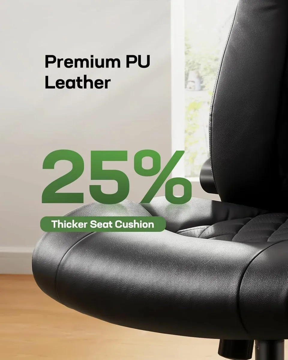 Executive Office Chair Flip-up Armrests PU Leather - Image 2