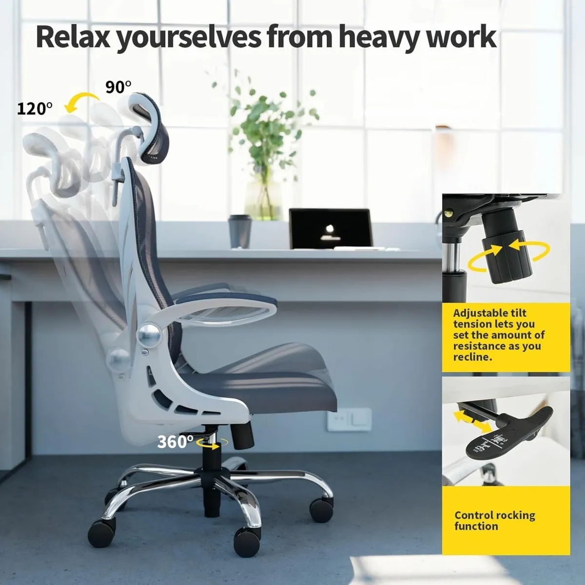 Ergonomic Office Chair Foldable Computer Desk - Image 2