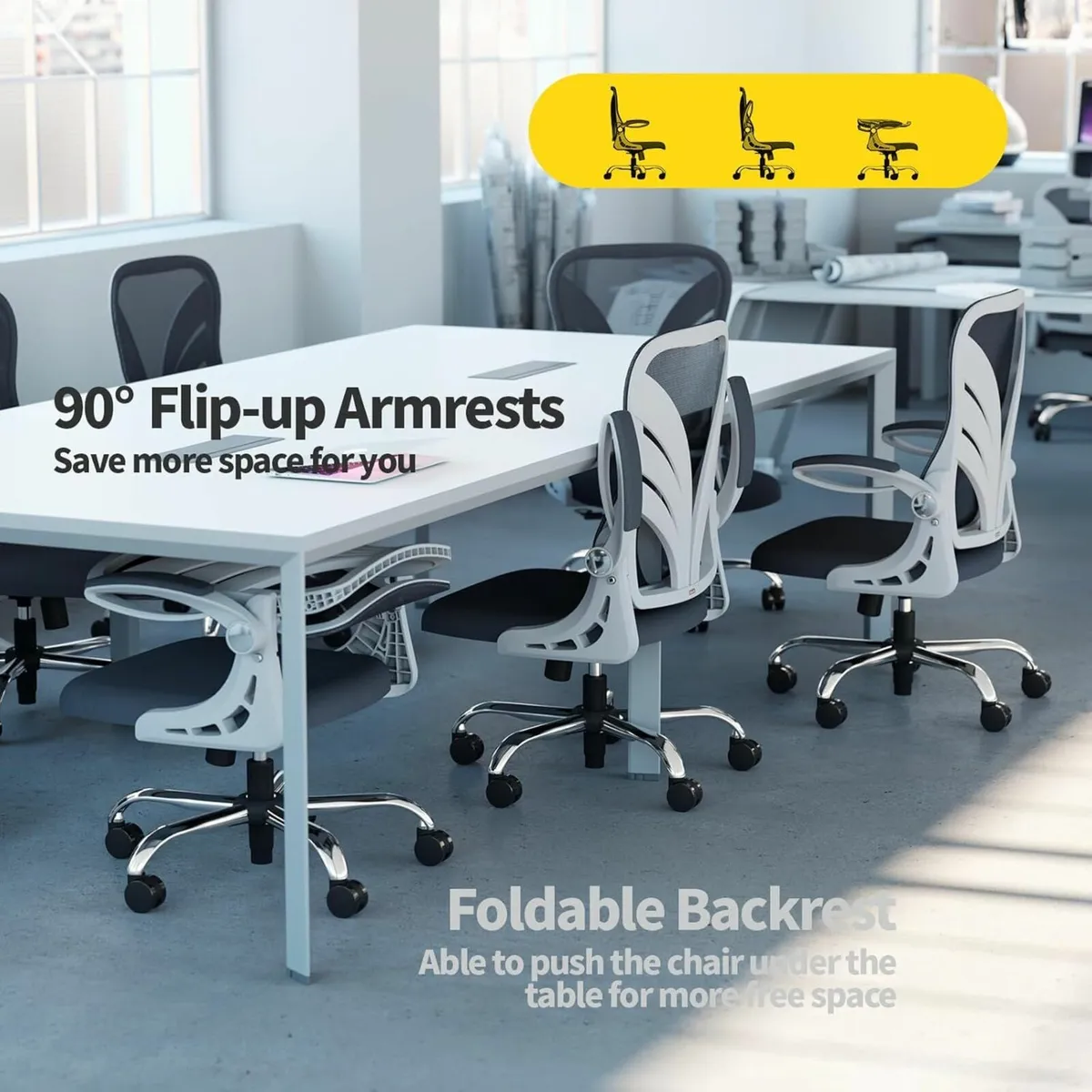 Ergonomic Office Desk Chair Foldable Backrest grey - Image 4
