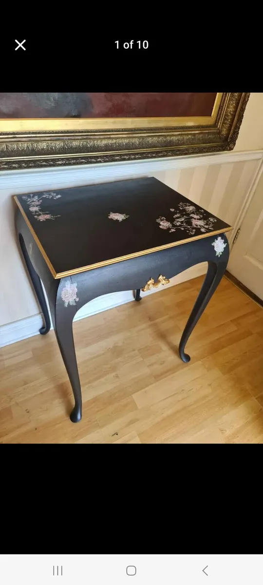 Antique ebonised tall hall table - Image 1