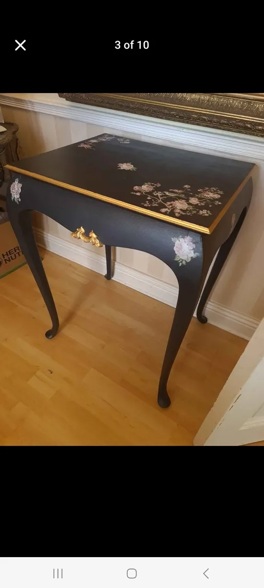 Antique ebonised tall hall table - Image 3