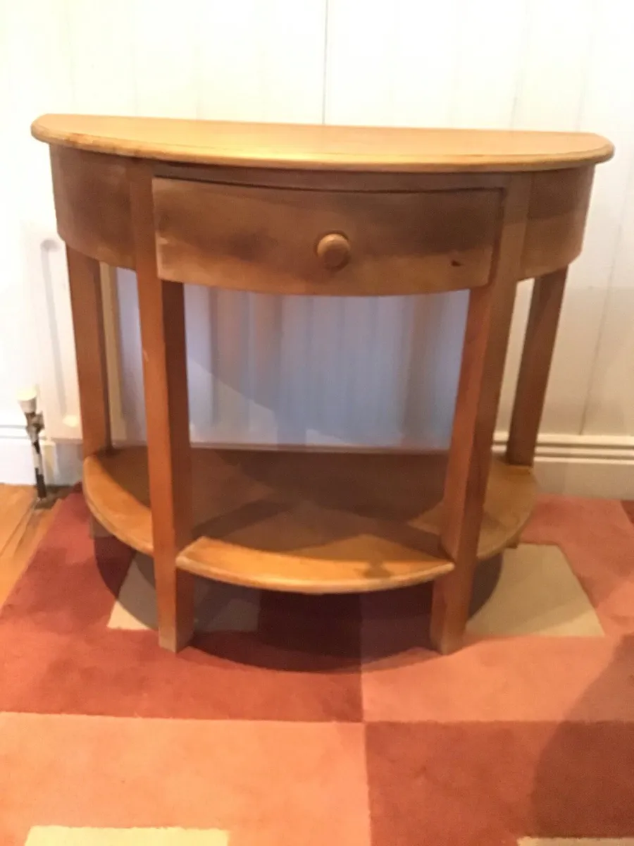 HERITAGE SOLID PINE HALF MOON TABLE - Image 1