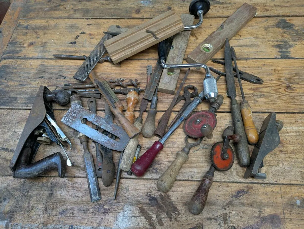 Collection of old woodworking tools - Image 1
