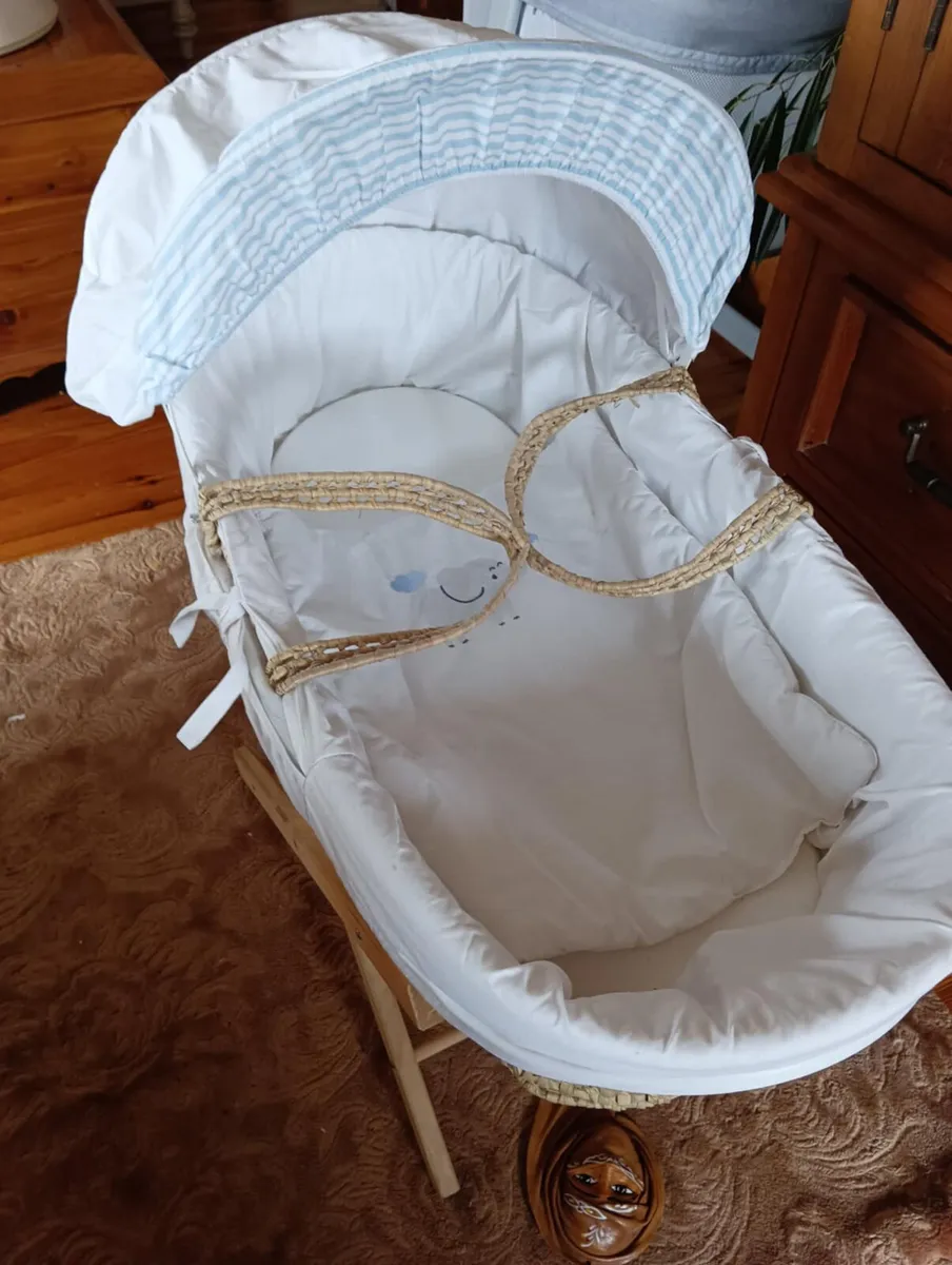 Baby Moses basket , blue for boy.