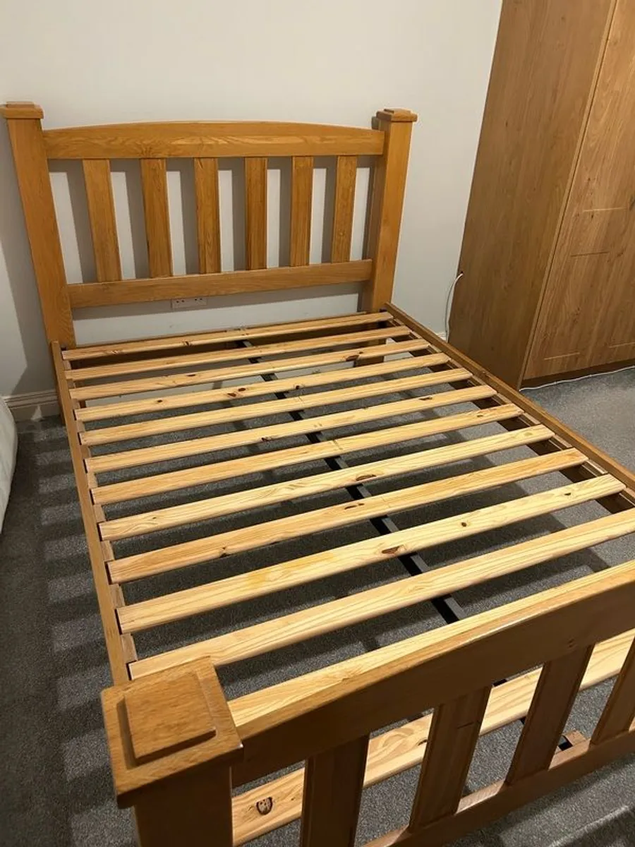 Solid Oak standard double bed frame - Image 1