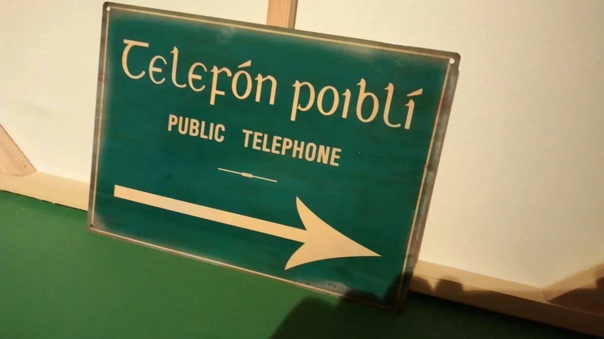 Irish telephone novelty metal tin sign - Image 1