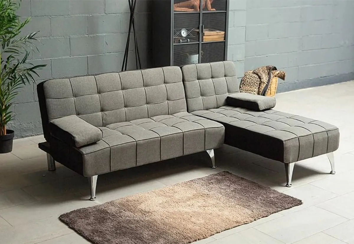 Dark Grey L-shape Sofa Bed Free Delivery - Image 1
