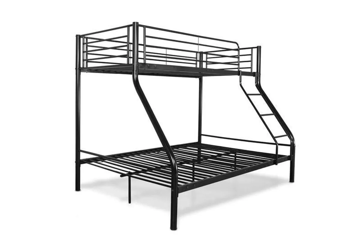 Black Double Metal Bunk Bed Sturdy Frame - Image 1