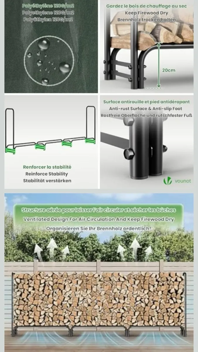 Log Rack with Waterproof Cover - Image 4