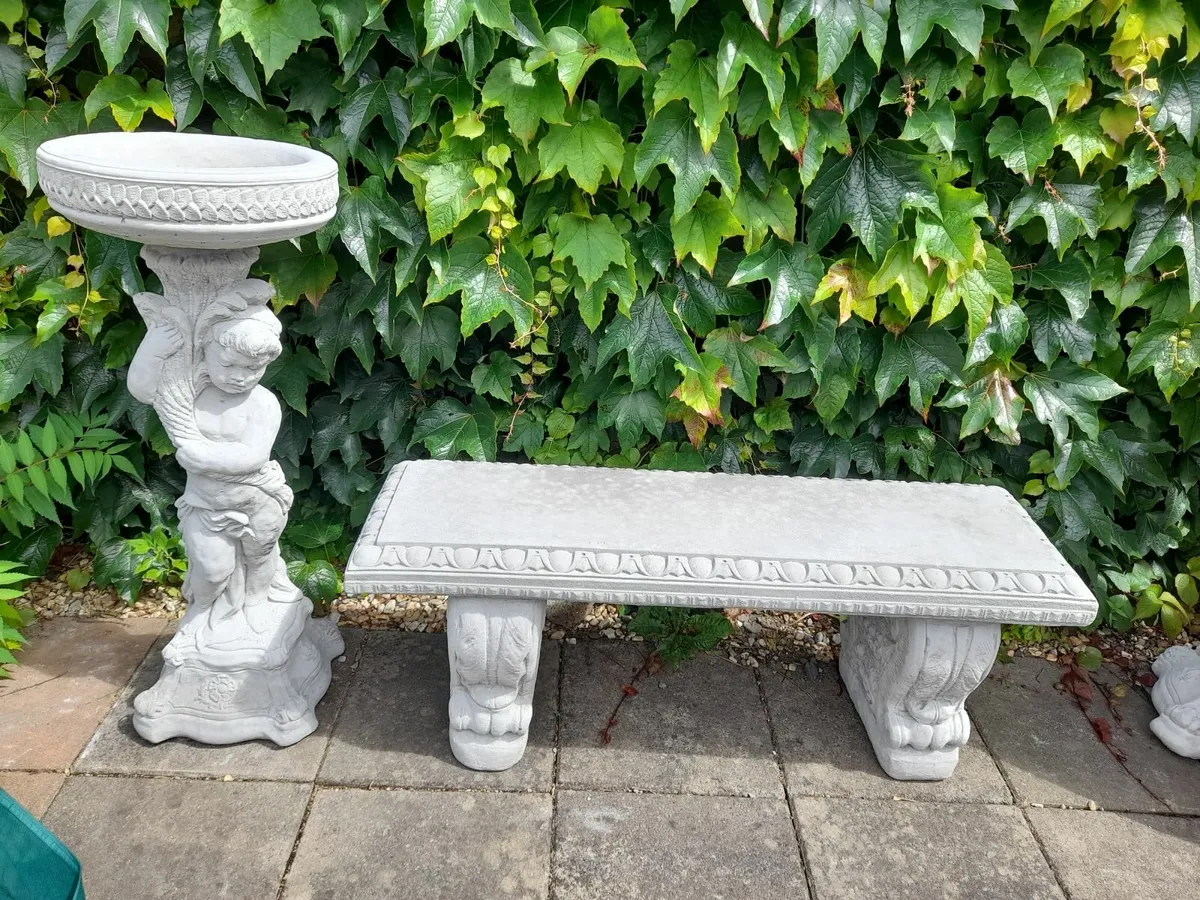Matching  Bench and Bird Bath - New - 85 Each - Image 1