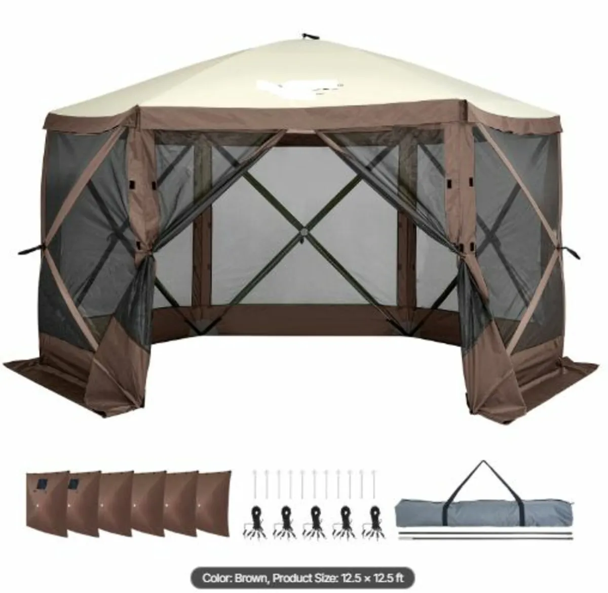 Pop Up Gazebo Tent PopUp Screen Tent 6Sided Canopy - Image 4