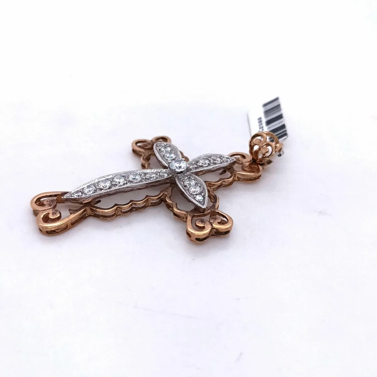 Large Fancy Cross 9k Gold & Zirconias - Image 3