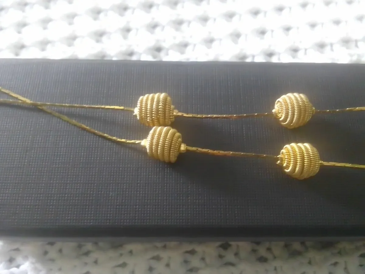 MONET VINTAGE GOLD BEAD NECKLACE WITH TAG - Image 3
