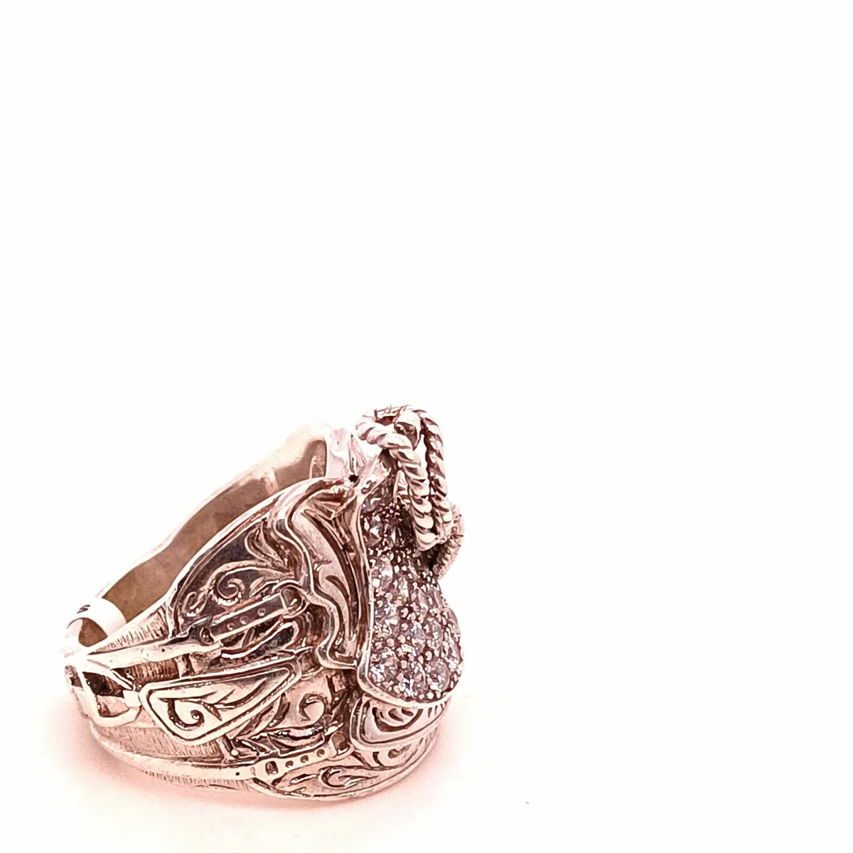 Large, Heavy Sterling Silver Saddle Ring - Image 2