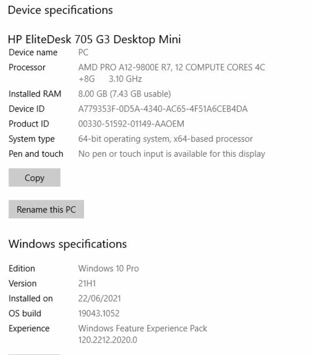 HP EliteDesk 705 G3, 16GB RAM- Mini  PC Win11 Pro. - Image 3