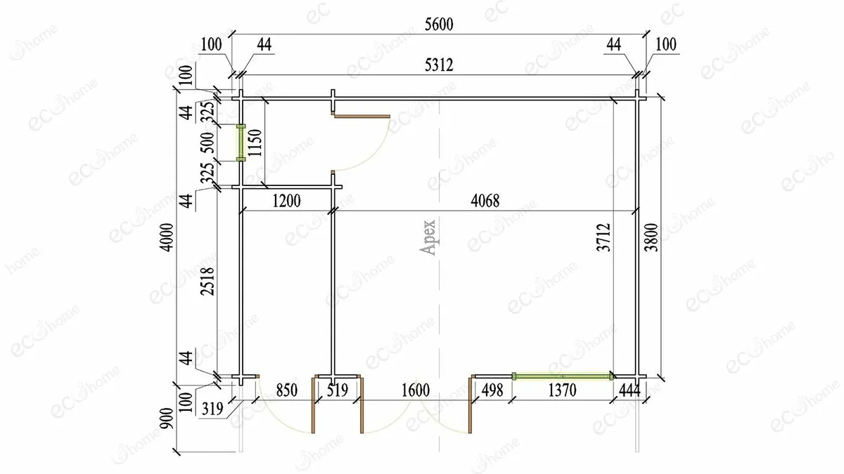 Ecohome Log Cabin Dublin Studio 5.6m x 4m Modular - Image 3
