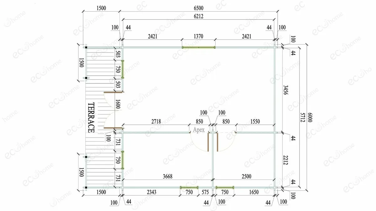 Ecohome Log Cabins Padova B 1 Bed 6m x 8m Modular - Image 3
