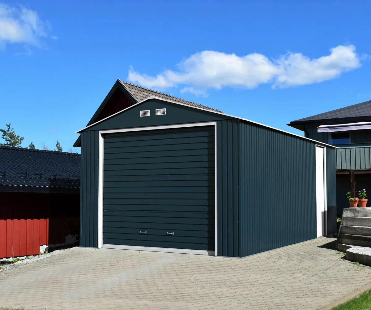 Duramax Olympian Anthracite Metal Car Garage Shed - Image 4