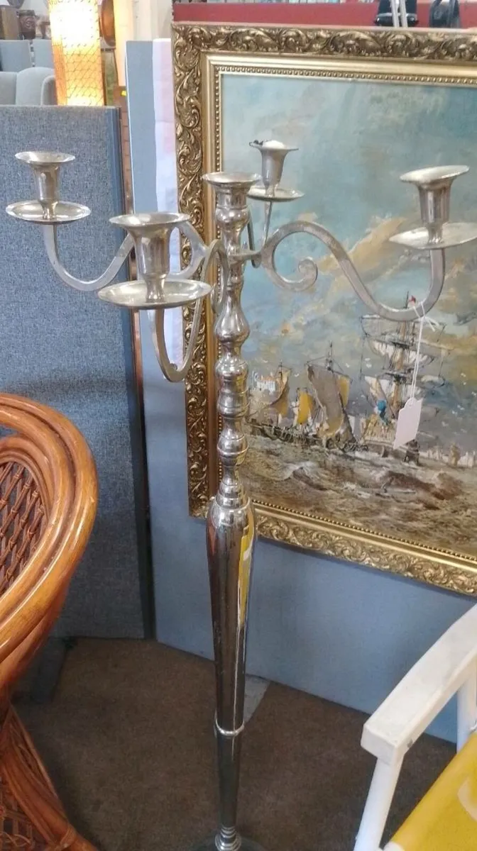 Large Chrome 4ft Candelabra - Image 2