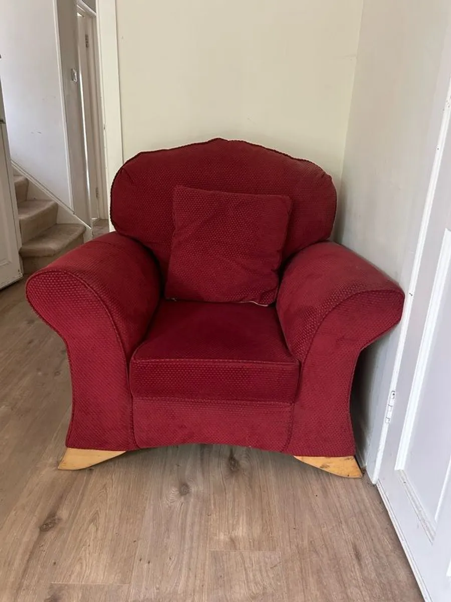 Pair of Matching Red Armchairs Good Condition - Image 2