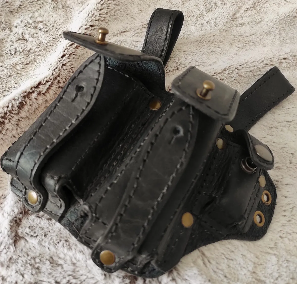 Leather Belt Bag with Three Pockets(Handmade) - Image 4