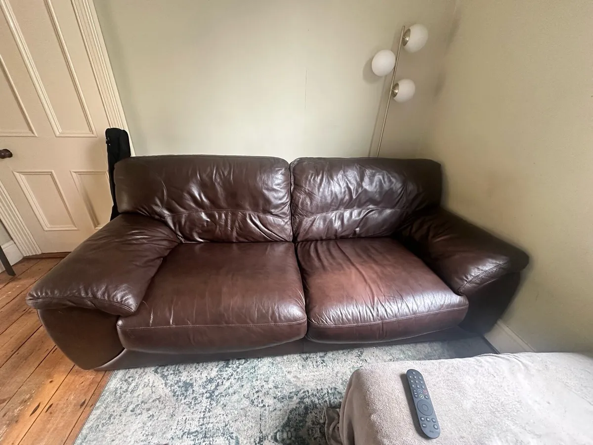 3 seater leather sofa / couch - Image 1