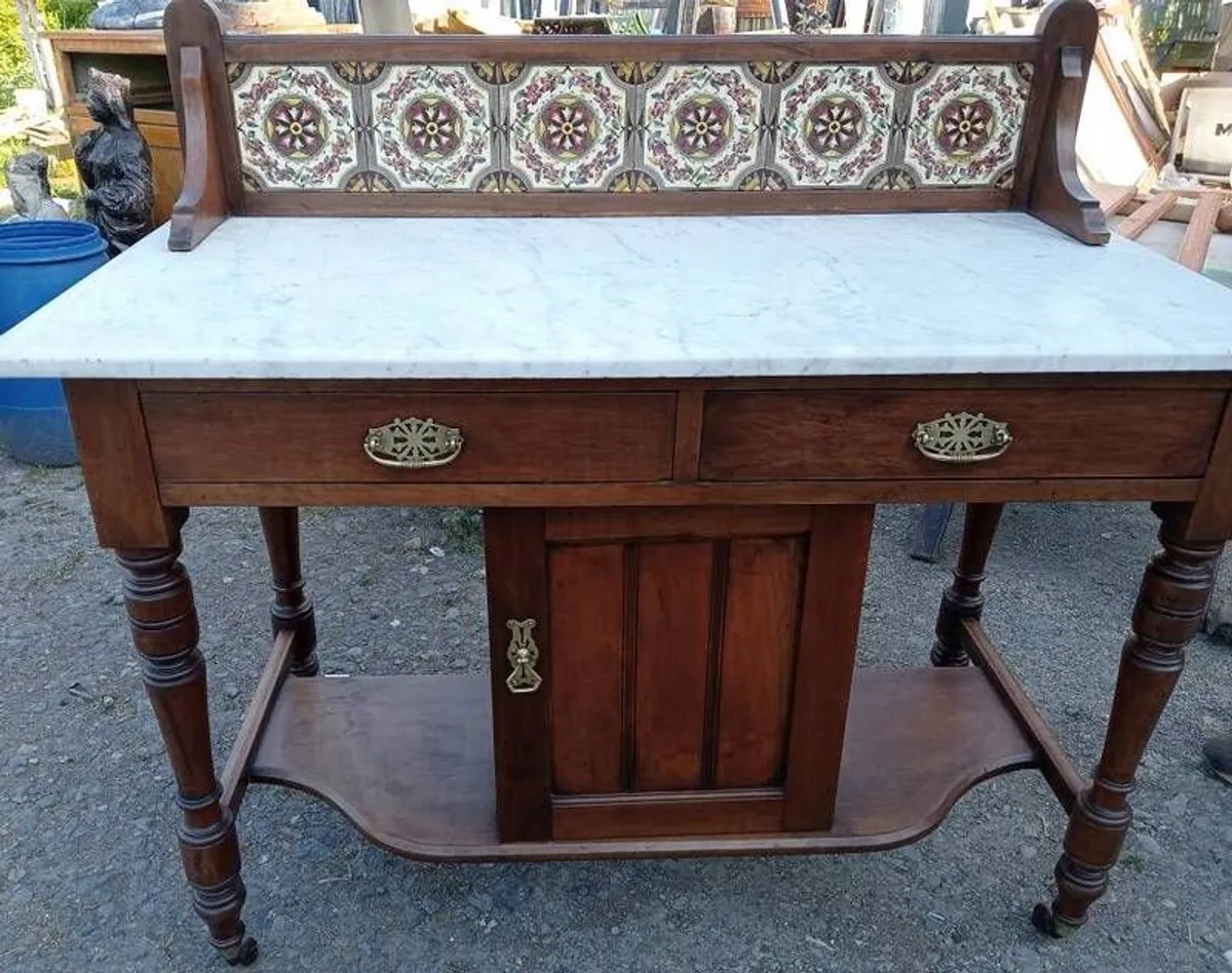Fabulous White Top Marble Washstand - Image 2