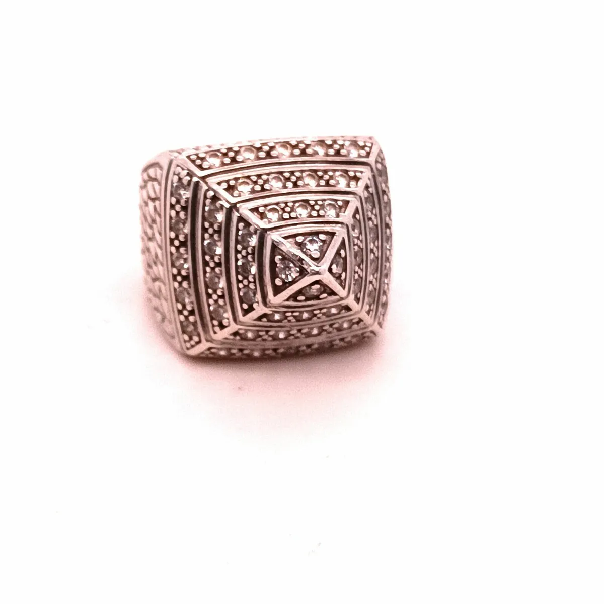 Sterling Silver, Heavy Pyramid Ring - Image 1