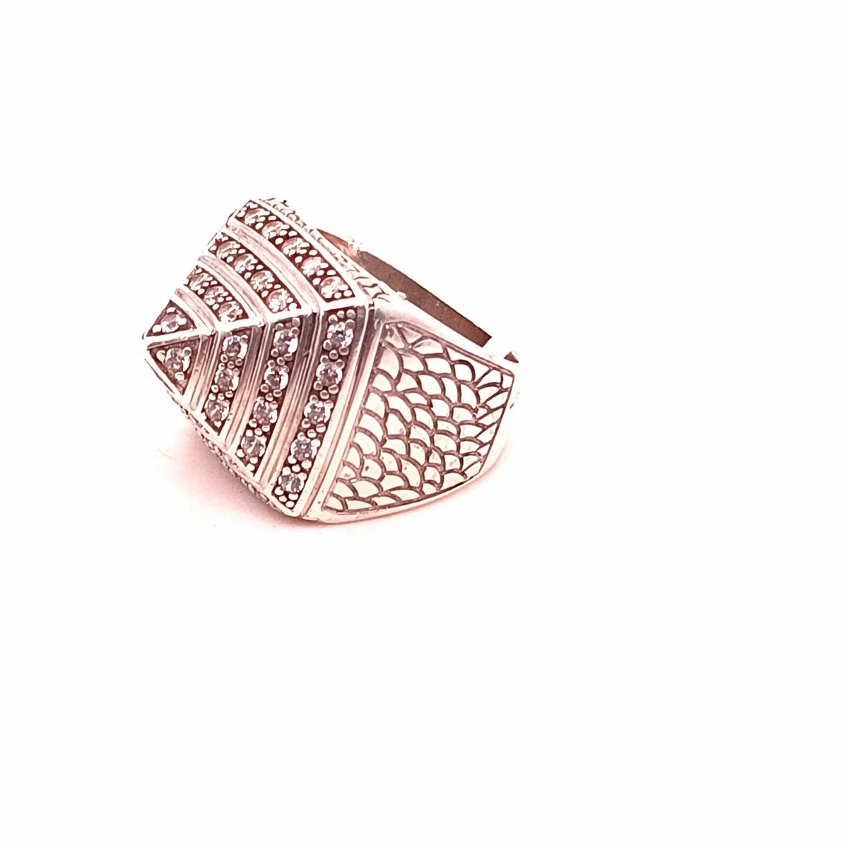 Sterling Silver, Heavy Pyramid Ring - Image 2