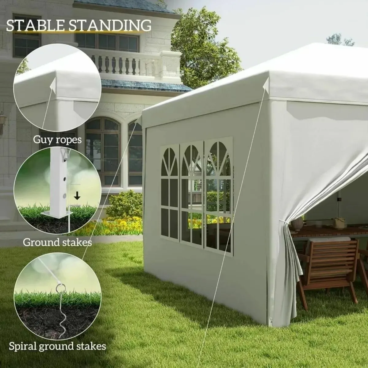3x6m Pop-Up Gazebo with Adjustable Height (White) - Image 4