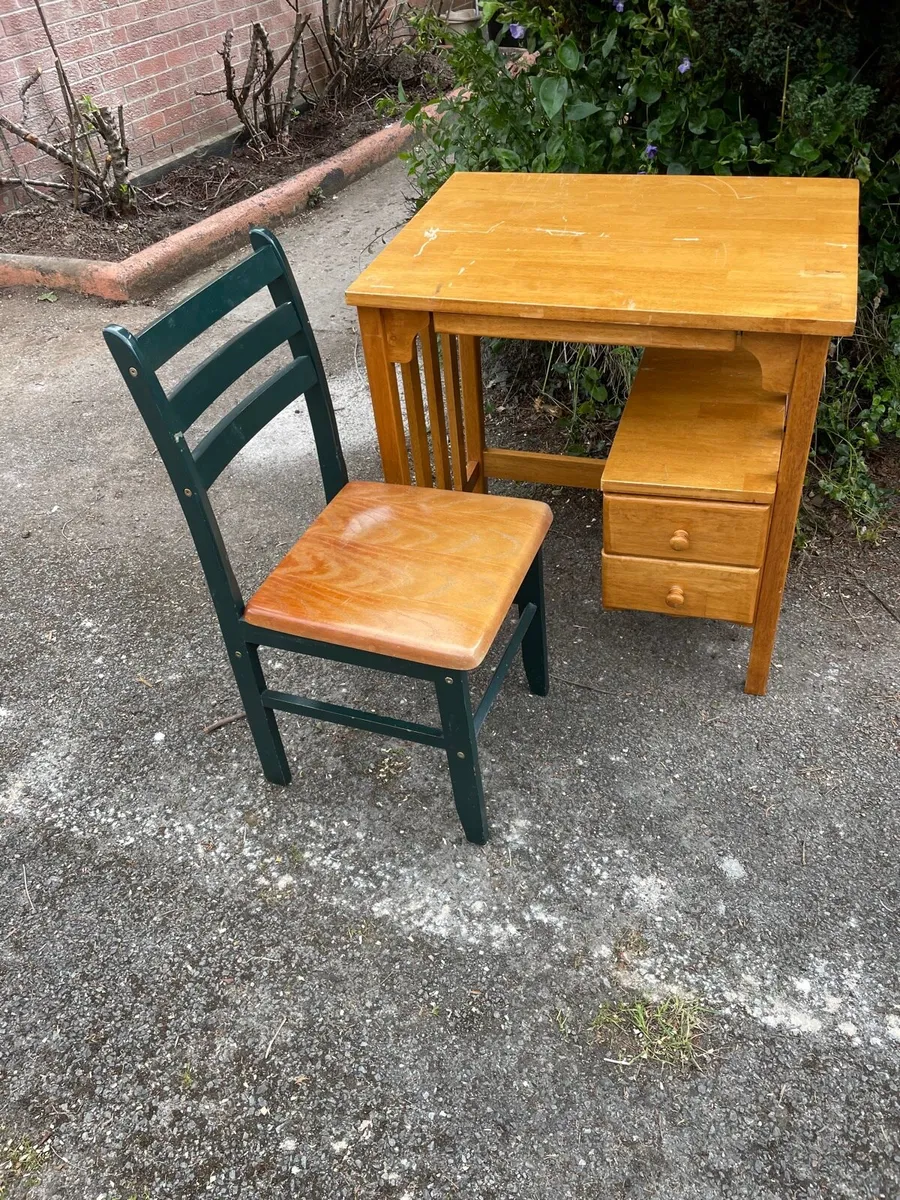 Study desk + chair solid wooden - Image 1