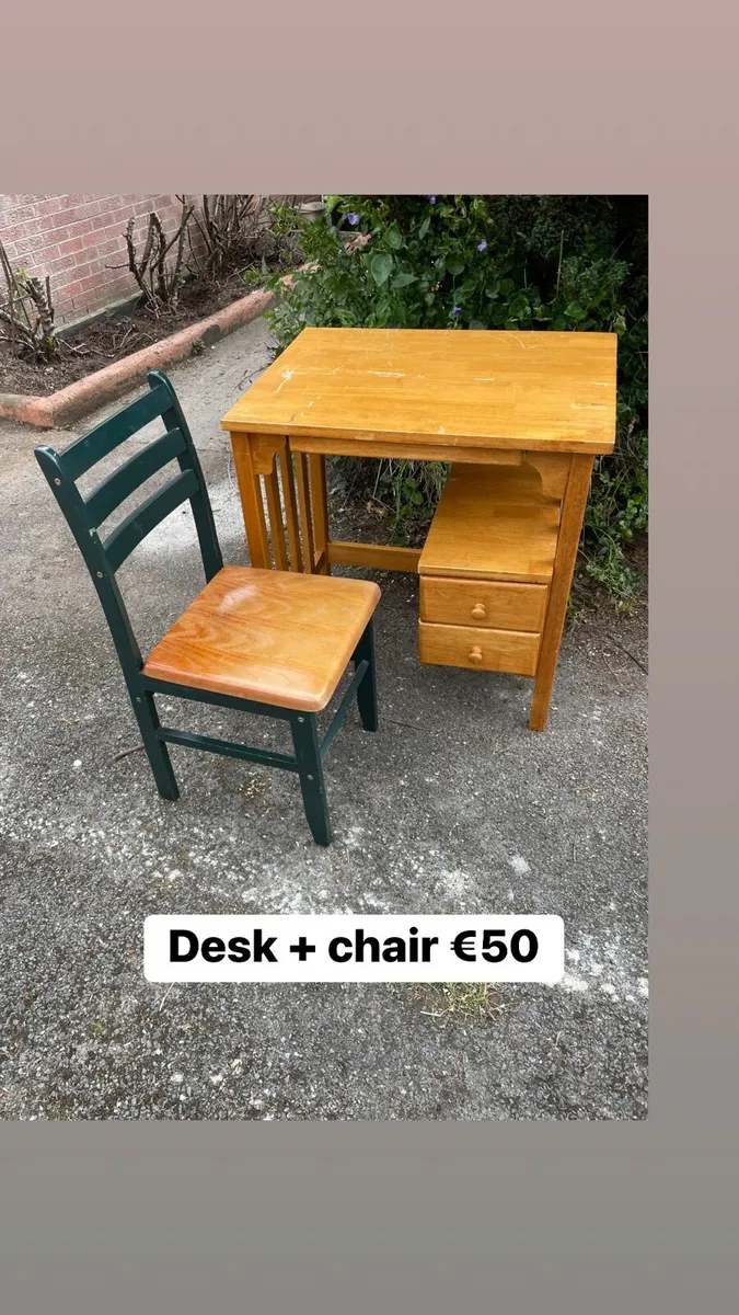 Study desk + chair solid wooden - Image 2