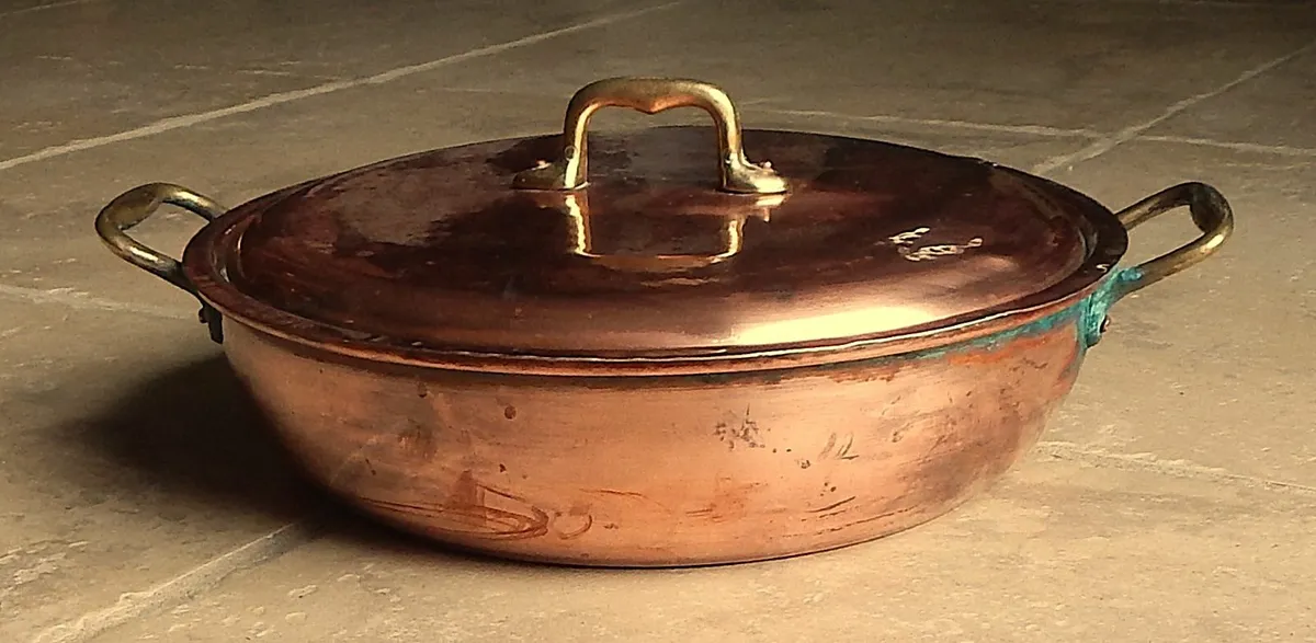 Vintage Copper & Brass Lidded Pot - Image 1